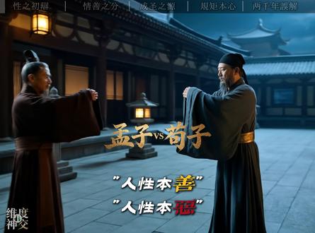 人性本善还是本恶?儒家大宗师孟子与荀子的千年第一战! 探讨人性,是中国哲学的终极母题。
而在这个问题上,儒家内部爆发了最惨烈的冲突。
孟子说:人性本善,如水就下。他相信每个人心中都藏着浩然之气,教化只是为了唤醒良知;
荀子说:人性本恶,其善者伪。他撕开温情的面纱,指出欲望必将导致杀戮,文明的建立全靠后天冰冷的规矩。
当“恻隐之心”撞上“化性起伪”,这场关于人类灵魂底色的辩论,至今没有输赢。
#人文历史 #孟子 #荀子 #人性 #青年创作者成长计划