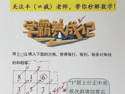 三阶幻方秒解公式(罗伯法)#小学数学 #小学奥数 #数学思维 #幻方