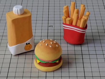 飘伊粘土——汉堡 薯条 柳橙汁