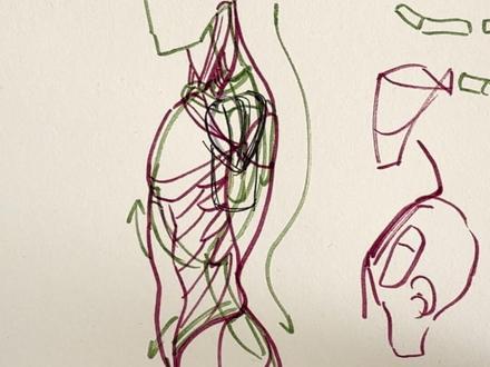 人体侧面怎么画 #绘画手绘 #绘画教程 #简笔画