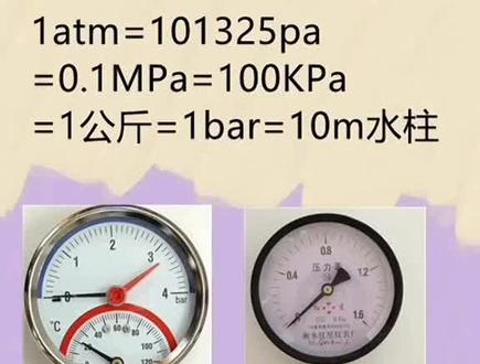 气压表
1bar=0.1MPa=1大气压=1公斤/cm²