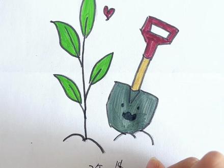 画个植树节简笔画,图中你能找到几个心❤️ #简笔画 #画画 #植树节 #植树 #绘画