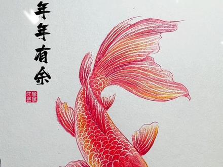 写个大大的“S”教你画年年有余,简单又好看 #彩铅手绘#年年有余 #零基础绘画教程 #创作者中心 #创作灵感