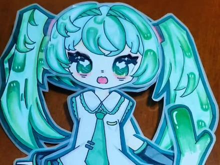 纸片人,初音未来。嘻嘻😁。#二次元角色 #创意手工制作 #