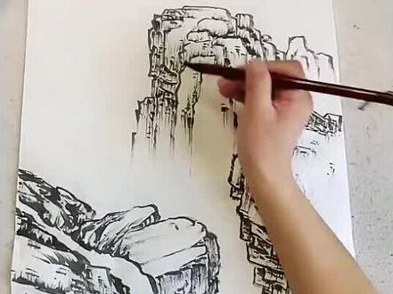 直播回放山峰画法#画山水教程 #每日一画 #感受国画的意境之美 #画画其实很简单 #跟着抖音学画画