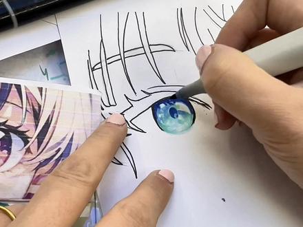 马克笔涂出bulingbuling的眼睛#绘画教程 #动漫手绘 #手绘过程 #美术老师日常 #兴隆县
