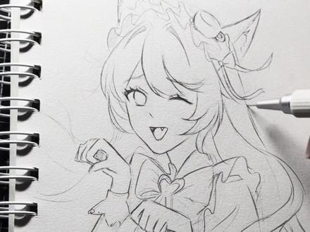 恨自己的手不争气 #画画#手绘#妲己女仆咖啡 #王者荣耀