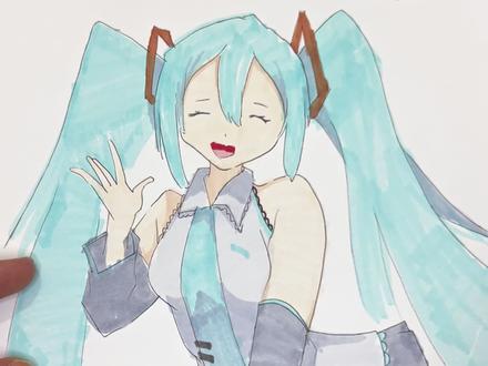 改粉丝的画哪有不疯的 ( 第五期 ) #马克笔#初音未来#手绘#画画#改画@DOU+小助手