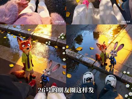 26号这样发朋友圈,一定会惊艳到小伙伴!疯狂动物城尼克朱迪俯拍合照AI教程来啦#豆包ai #豆包p图已经nextlevel了 #疯狂动物城2 #尼克朱迪 #疯狂动物城合拍教程 疯狂动物城俯拍合照ai指令 尼克狐尼克素材图 朱迪俯拍合照ai教程