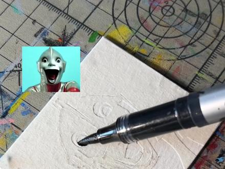 在美纹纸上画实体档案28:大嘴奥特曼 #奥特曼 #奥特曼儿童动画片 #手工diy #跟着抖音学画画 #美纹纸雕刻