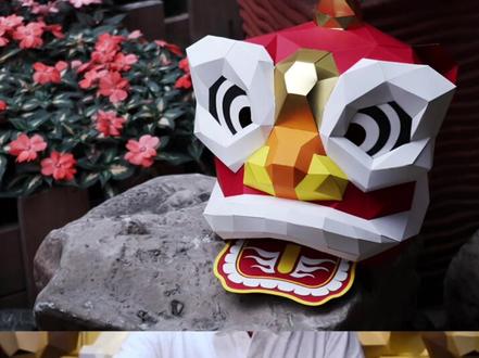 用纸折出中华醒狮!#纸艺 #醒狮 #纸 @抖音小助手