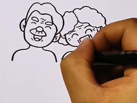 #重阳节 重阳节主题画来了,简单的爷爷奶奶简笔画#简笔画