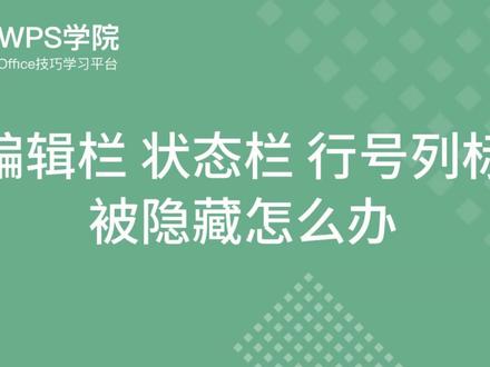 #wps 编辑栏、状态栏、行号列标被隐藏怎么办 #办公技巧