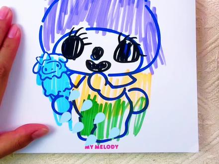 嘻嘻~终于把凯蒂猫画好看了! 小朋友喜欢的三丽鸥也出涂色画画本啦!一起来库洛米他们涂上漂亮的颜色吧#儿童绘画 #三丽鸥画画 #美乐蒂简笔画#三丽鸥简笔画