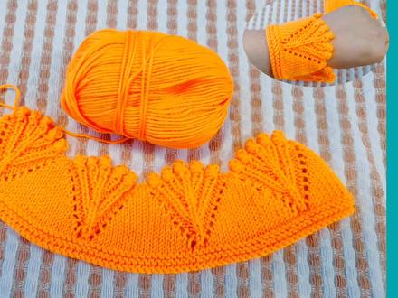 凤尾花边的编织方法第一集,编织毛衣领口袖口底边的花样