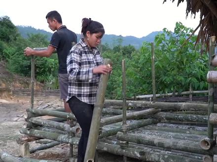 阿飞翠花一起把猪舍完工,两人今天都很努力 #农村生活