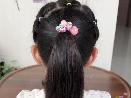 夏日清爽无刘海高马尾#儿童编发#编发教程#高马尾#小女孩发型简单扎法 @抖音作者助手