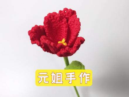 手工编织毛线花 鹦鹉郁金香花束 钩织视频教程 超简单 #钩针教程 #钩针基础教程 #钩针编织教程 #编织教程