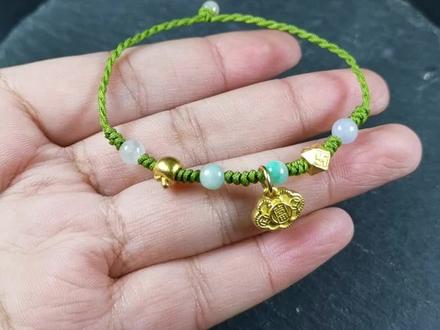 快把闲散的金饰编起来吧#纯手工编绳 #天然翡翠 #编绳