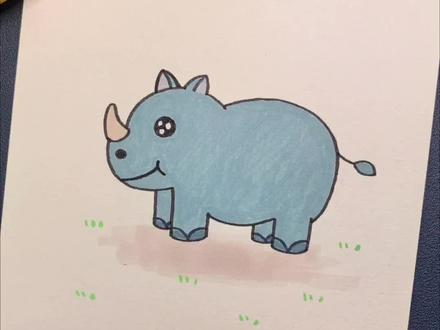 犀牛简笔画。卡通绘画分享。
#简笔画 #画画 #小动物卡通简笔画 #一起学画画 #犀牛