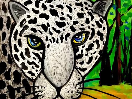 水粉画花豹画法#画画 #儿童美术