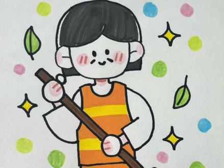简单画环卫工人 #简笔画 #画画教程 #环卫工人