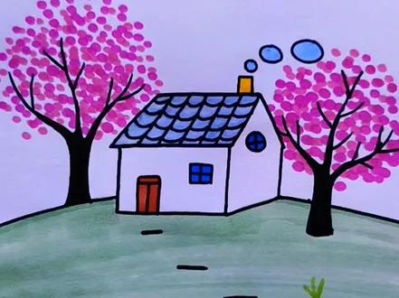 又是一年桃花开,一起来画春天#春天来了简笔画#简笔画#育儿