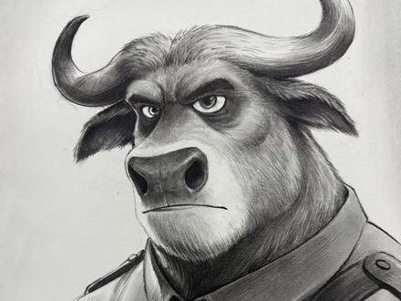 疯狂动物城牛警长!领导真是太难当啦!#疯狂动物城 #素描 #霸气 #热力追踪