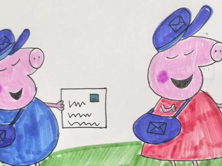 佩奇和乔治🈶两封特殊的信件要寄出🥲#小猪佩奇简笔画 #乔治佩奇 #看动画学画画 #小猪佩奇简笔画 #简笔画