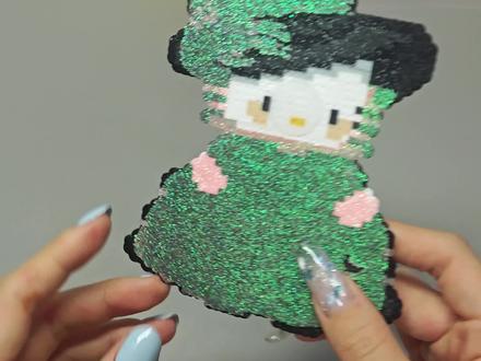 一招解决粘在豆子上的格力特布 #拼豆kitty #拼豆小技巧 #教程