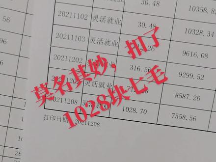 本月莫名其妙多一次性扣1028.7元?什么意思社保局?一天打三份工的真不知道#社保 #社保补缴
