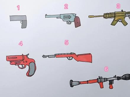 不同年级画的枪,你最喜欢几年级画的#简笔画 #不同年级画画 #比赛画画