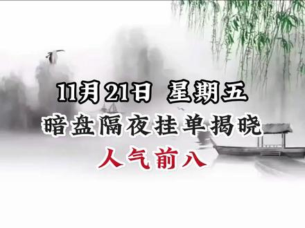 11月21日星期五,暗盘隔夜挂单揭晓