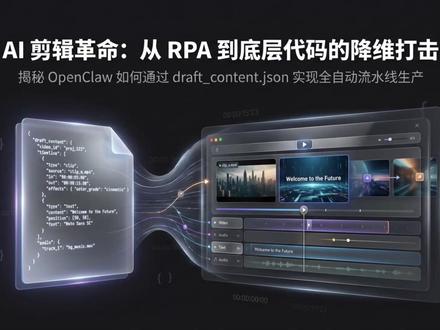 OpenClaw AI 剪辑革命 AI 剪辑革命:从“模仿人类”到“底层操控
揭秘 0penclaw 如何通过 JS0N 逆向工程实现 JianYing((剪映)工业化生产
#人工智能 #Openclaw #AI剪辑 #agent
