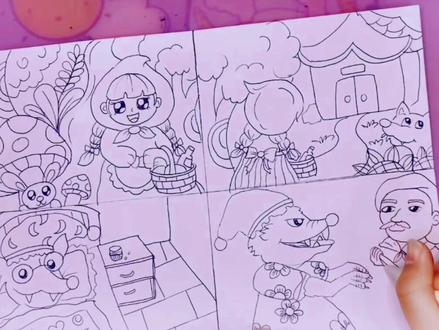 #寓言故事绘画 #儿童美术 小红帽的故事四格漫画~