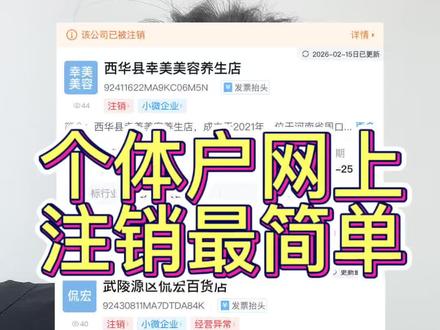 个体营业执照在网上注销是最简单也是最方便的,不用本人到现场就算营业执照不见了,有异常啊,税务有问题都是可以注销成功的#营业执照注销 #怎么注销营业执照 #个体户注销 #注销公司 #营业执照异常