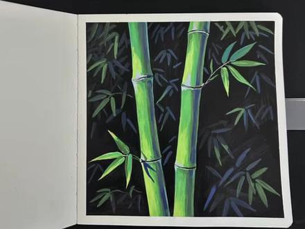 丙烯马克笔绘画,青竹,当成反面教材吧 #丙烯马克笔 #绘画过程 #画竹子 #初描丙烯马克笔