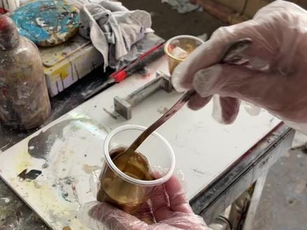 超硬仿电镀铜漆使用制作过程 金属物件等多种材质上色 改色 翻新 修复 整喷 #油漆调色 #制作过程 #油漆涂料 #不锈钢制品 #家具修复