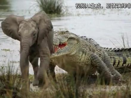 泥潭玩泥突遭锁腿!小象绝境逢生 看象妈一脚踹飞嚣张鳄鱼 #动物 #动物世界 #野生动物 #大象 #鳄鱼