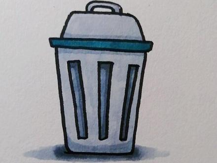 【生活用品系列】垃圾桶的画法,生活垃圾记得放入垃圾桶,垃圾记得分类哦~~@抖音小助手 @抖音青少年 #简笔画 #手绘 #画画 #零基础学画画 #垃圾桶