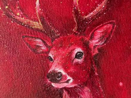红鹿水彩绘画教程,一起画新年!画2026 #跟着抖音学画画 #画画 #艺术在抖音 #2026 #画新年画2026 马上新年啦!用水彩画个红鹿!祝所有粉丝,所有朋友,新年鹿鸣悠远,所念皆有回响!之所以画红鹿,是因为我笃信有些事物永不褪色:初雪、炉火、望向一人时脸颊的热。2026,愿我们活得坦诚,像这鹿,红得毫无保留。