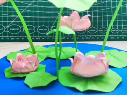 你们要的荷花荷叶详细教程来了,艾特闺蜜好友给你折#桌面摆件 #荷花 #荷叶 #荷花荷叶 #手工diy