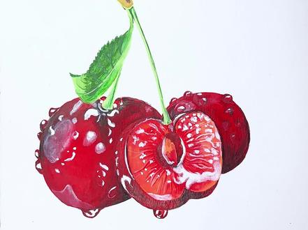 丙烯马克笔手绘鲜艳欲滴的樱桃🍒,一起画画吧#画画 #手绘 #丙烯马克笔 #马克本 #跟着抖音学画画