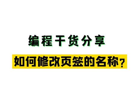 如何修改页签的名称?关注我,获取更多编程小知识#程序员 #编程 #职英教育
