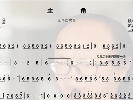 #王向红 #王向红吹奏王菲主角动态简谱示范#王菲主角 #王菲主角简谱伴奏