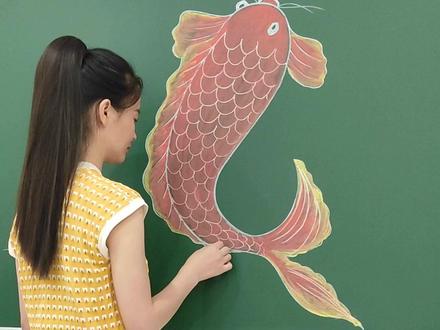 红色鲤鱼!#画画 #简笔画#粉笔画 #黑板报 @抖音小助手