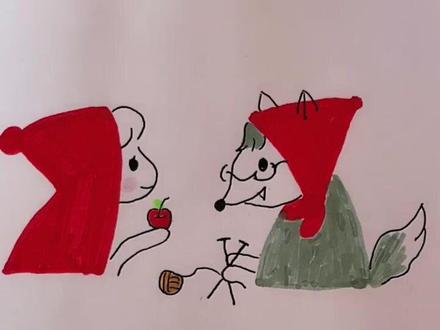 用数字7画小红帽与狼外婆,简单好学#简笔画 #一起学画画 #创意简笔画 #小红帽与大灰狼