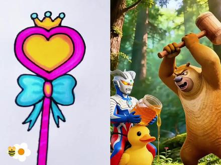 赛罗哥哥和熊二比赛跳舞,你说谁跳得好?#简笔画 #动画 #儿童动画 #奥特曼