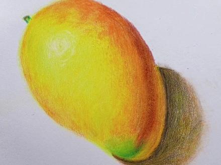 用彩色铅笔画一个香甜的芒果 #画画 #