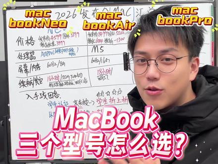 2026年苹果发布会3款mac系列怎么选?一条视频看清楚
#苹果 #苹果发布会 #mac #macbook